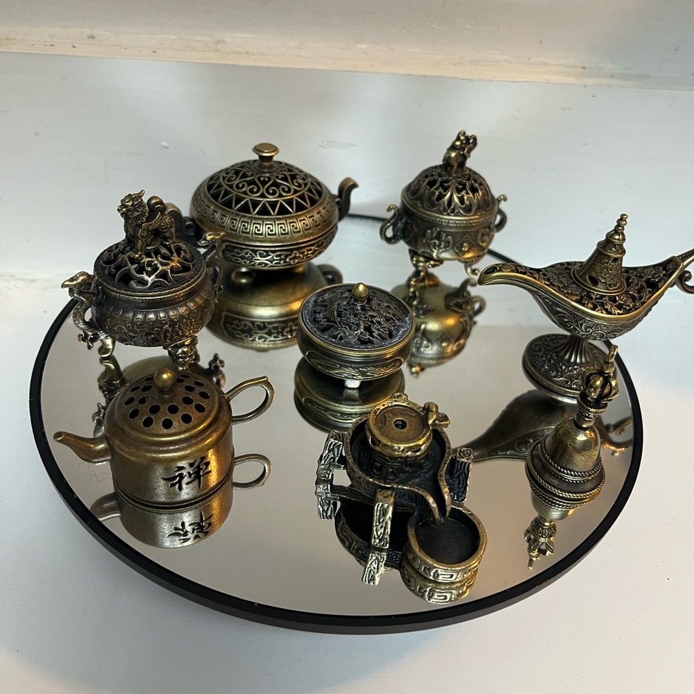 Antique Brass Incense Burner Set